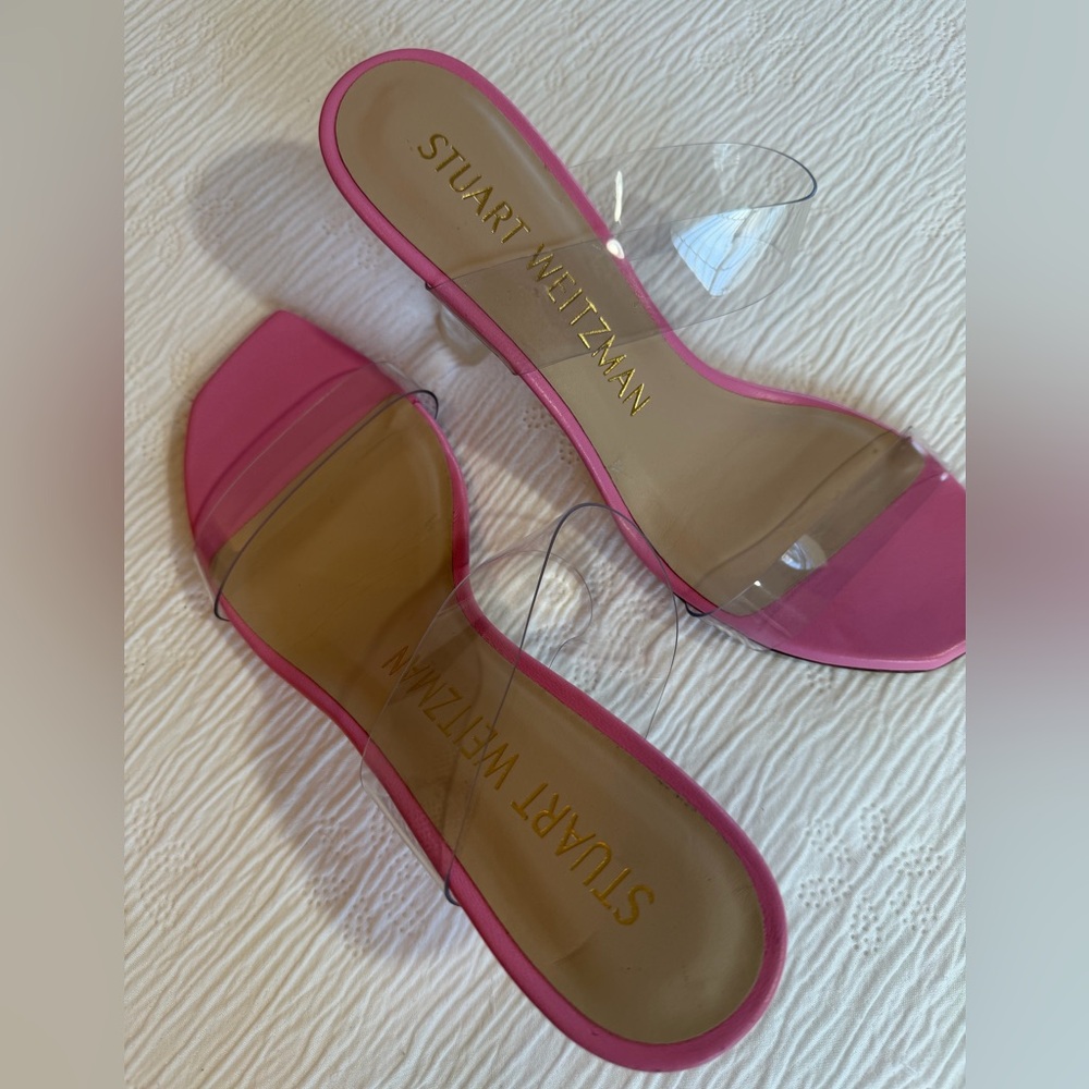 Stuart Weitzman Heels Shoes Sandals pink clear size 7.5 - Picture 5 of 12